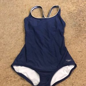 one-peice speedo swimsuit, navy, size M